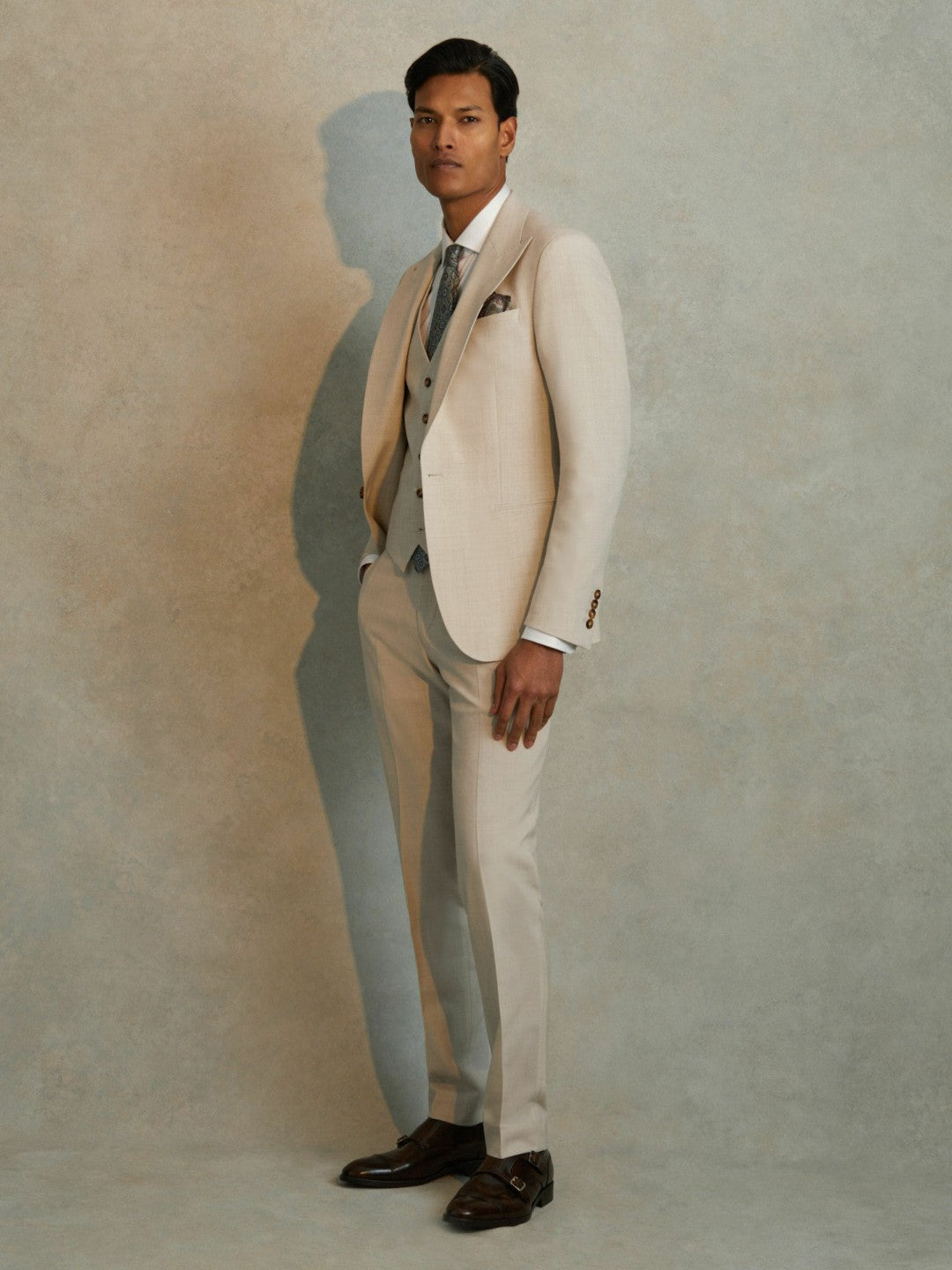 Slim Fit Single Breasted Waistcoat Stone | Mens
