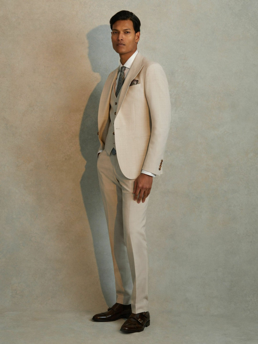 Slim Fit Single Breasted Waistcoat Stone | Mens