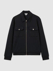 Interlock Jersey Zip-Through Jacket Navy Blue | Mens