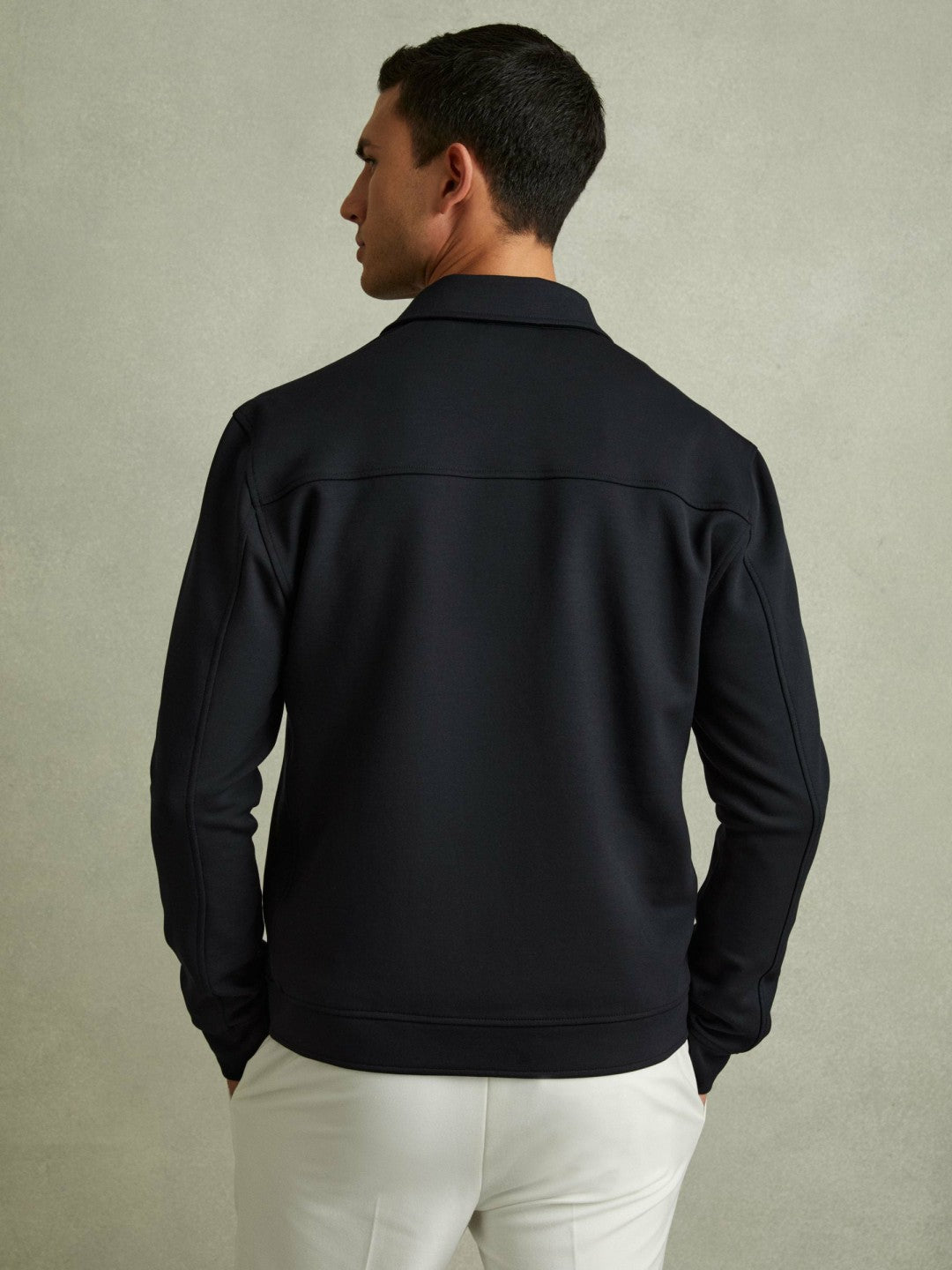 Interlock Jersey Zip-Through Jacket Navy Blue | Mens
