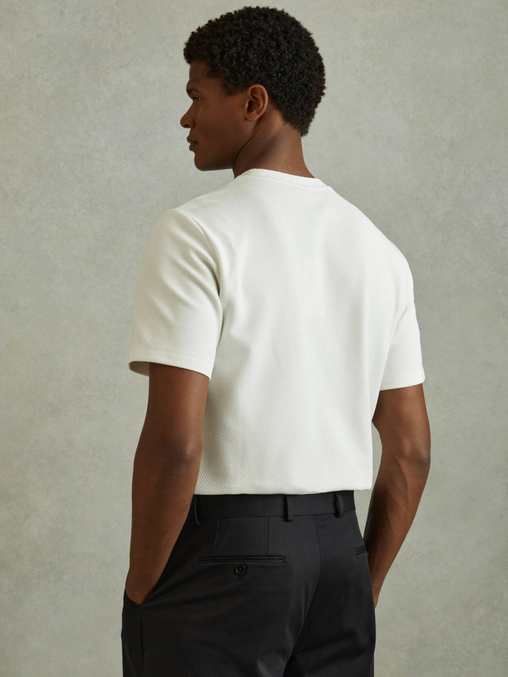 Textured Crew-Neck T-Shirt Off White | Mens