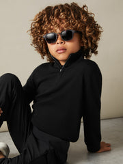 3-9 yrs Merino Wool Half-Zip Funnel Neck Jumper Black | Children