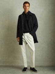 Hybrid Removable Funnel Neck Overcoat Navy | Mens