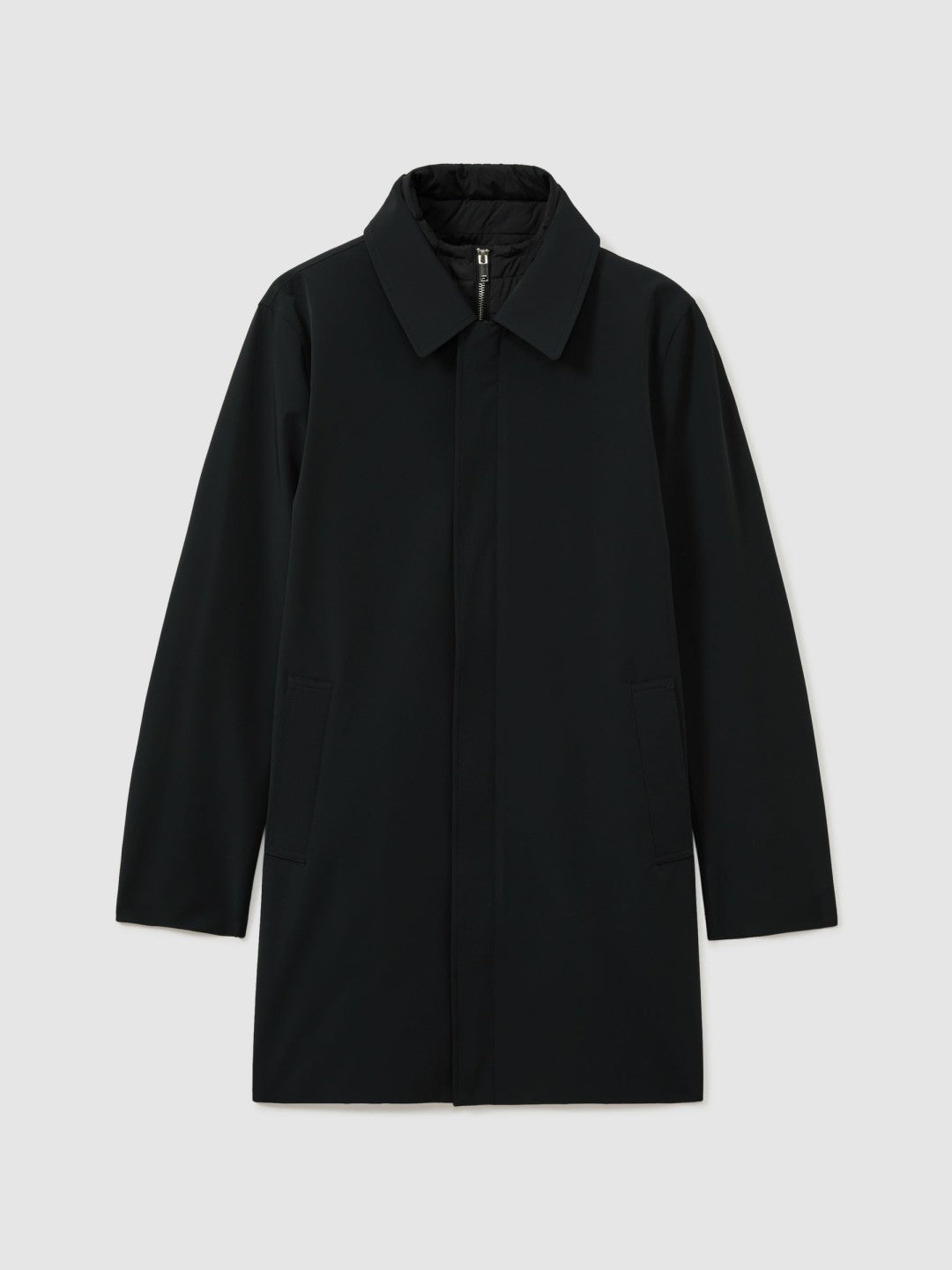 Hybrid Removable Funnel Neck Overcoat Navy | Mens