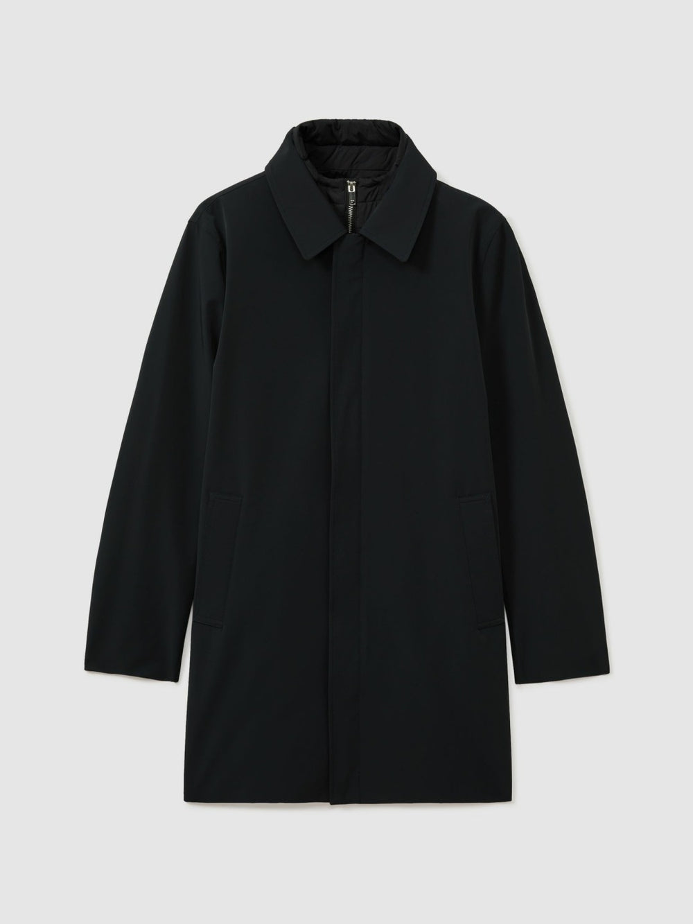 Hybrid Removable Funnel Neck Overcoat Navy | Mens