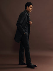 Hybrid Removable Funnel Neck Overcoat Navy | Mens