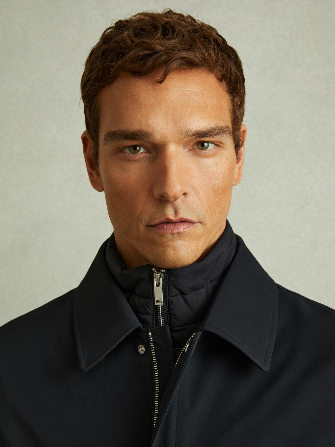 Hybrid Removable Funnel Neck Overcoat Navy | Mens