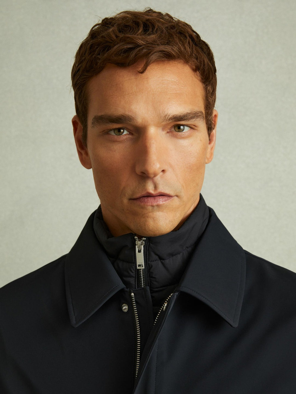 Hybrid Removable Funnel Neck Overcoat Navy | Mens
