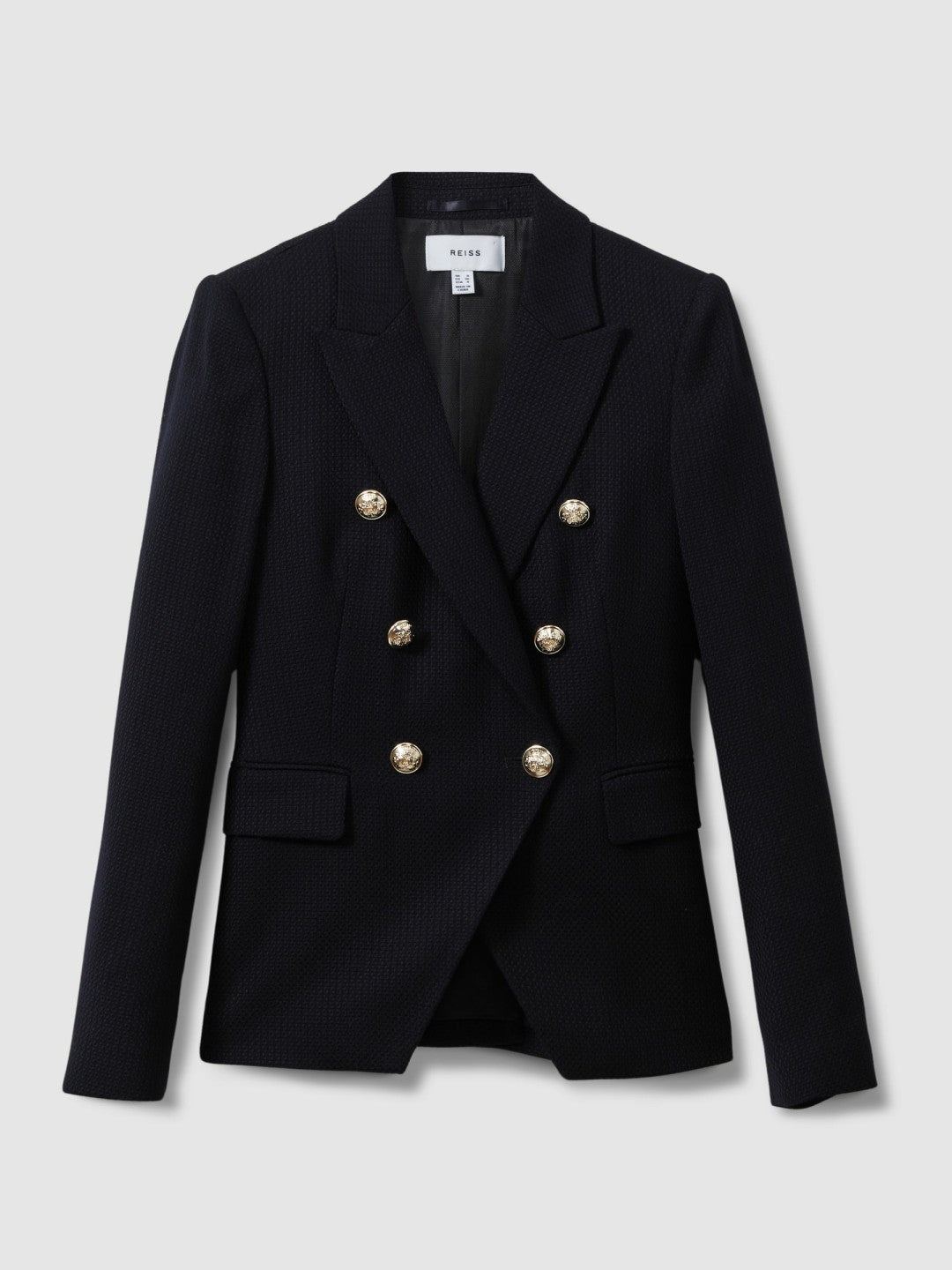 Petite Tailored Fit Textured Double Breasted Blazer Navy | Womens