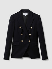 Petite Tailored Fit Textured Double Breasted Blazer Navy | Womens