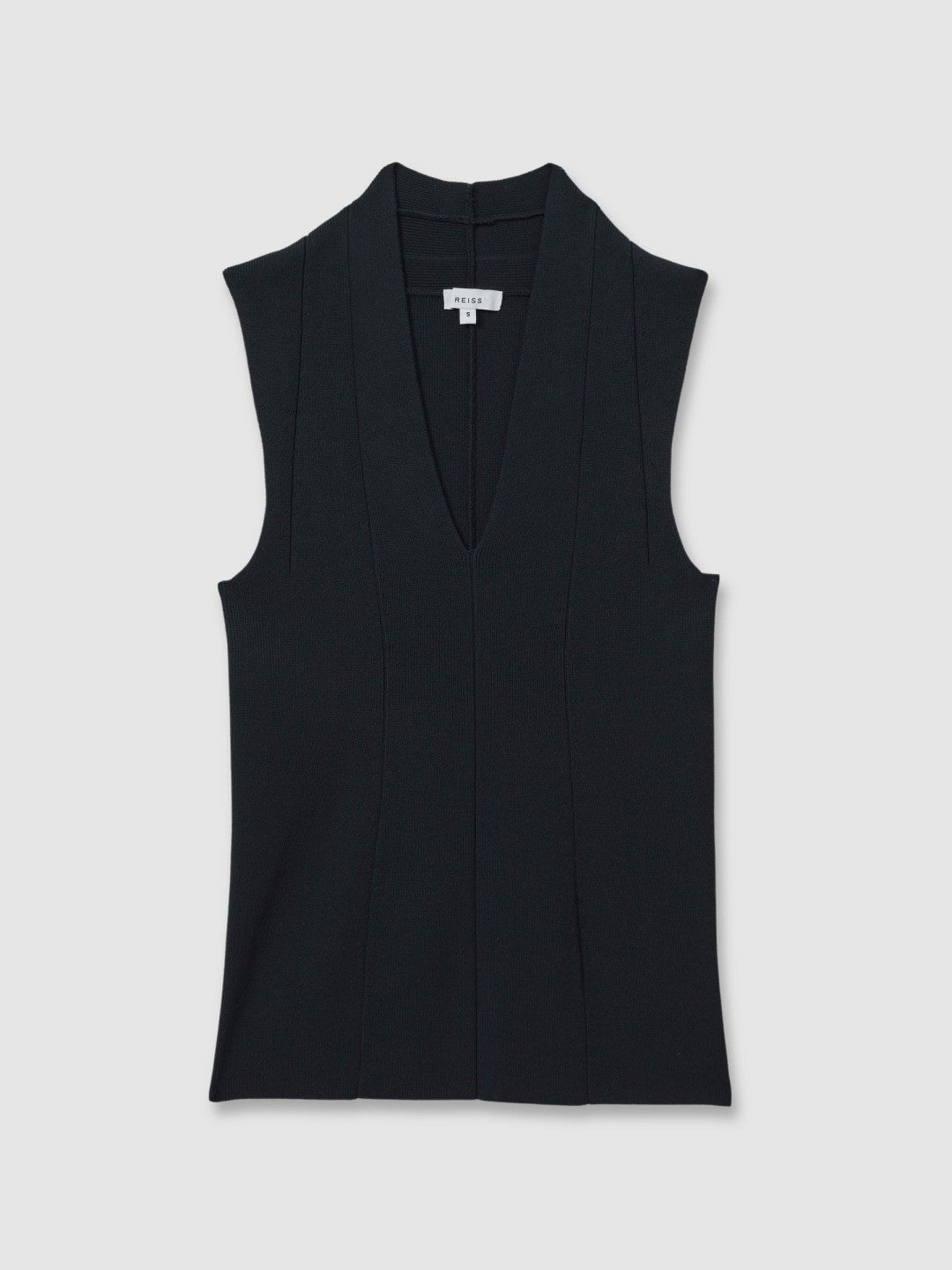 Knitted Sleeveless V-Neck Vest Navy | Womens