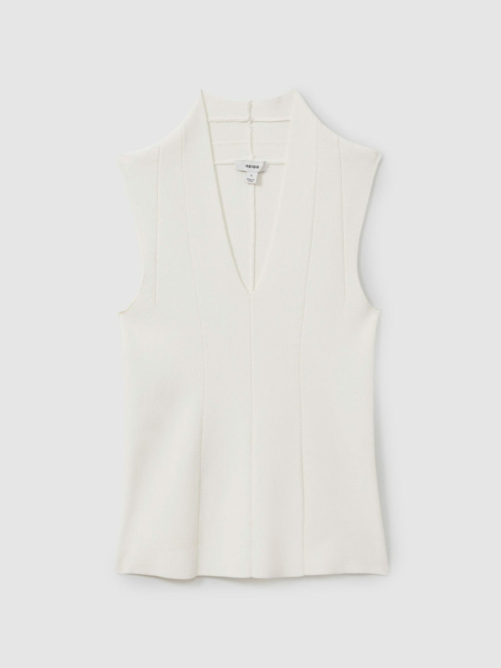 Knitted Sleeveless V-Neck Vest Ivory | Womens
