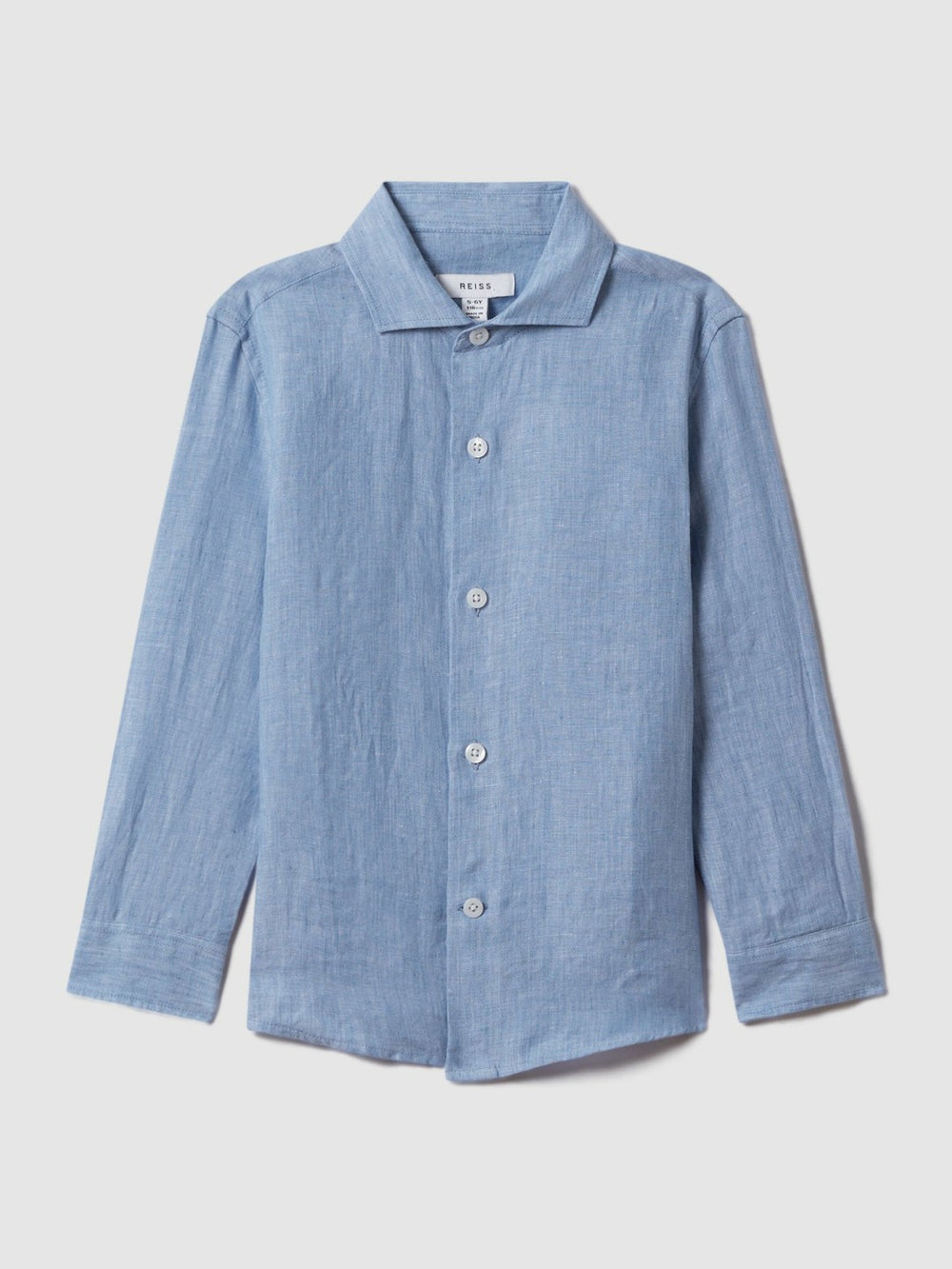 3-9 yrs Linen Cutaway Collar Shirt Sky Blue | Children