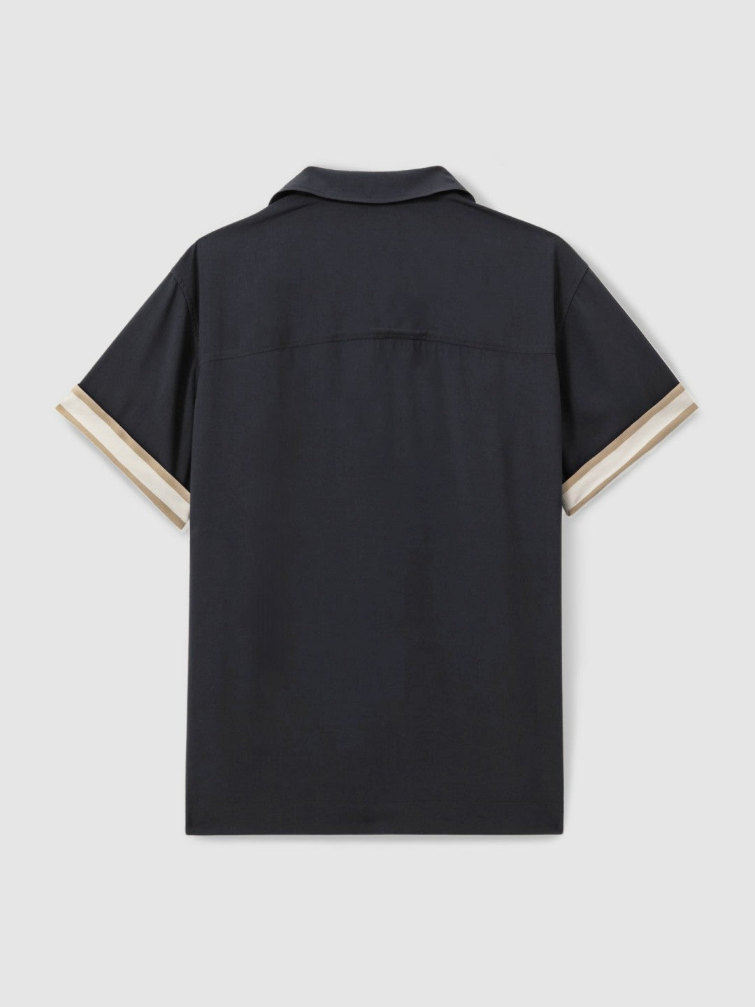 | Ché Cuff Detail Cuban Collar Shirt Navy | Mens