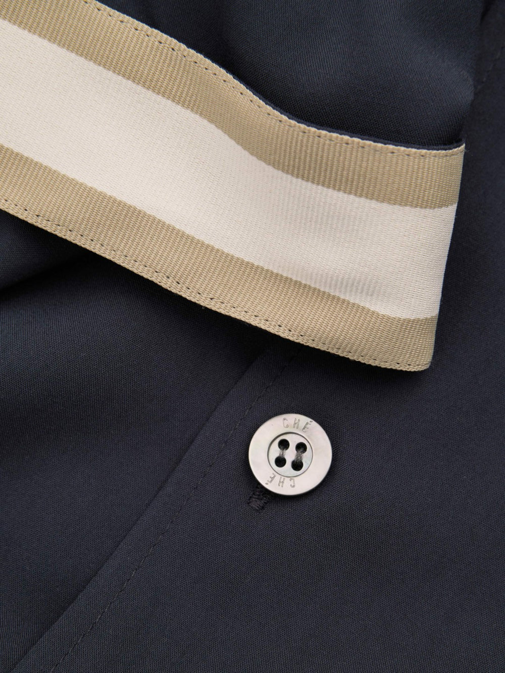 | Ché Cuff Detail Cuban Collar Shirt Navy | Mens