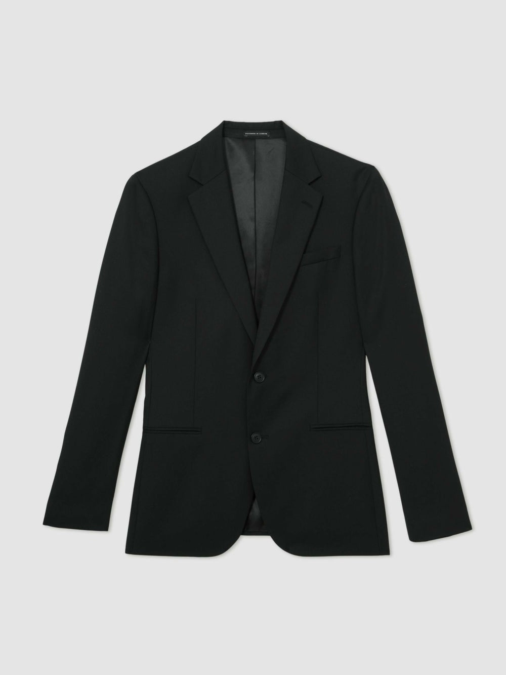 Wool-Blend Single-Breasted Suit Jacket Slim-Fit Black | Mens