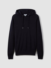 Merino Wool Drawstring Hoodie Navy | Mens