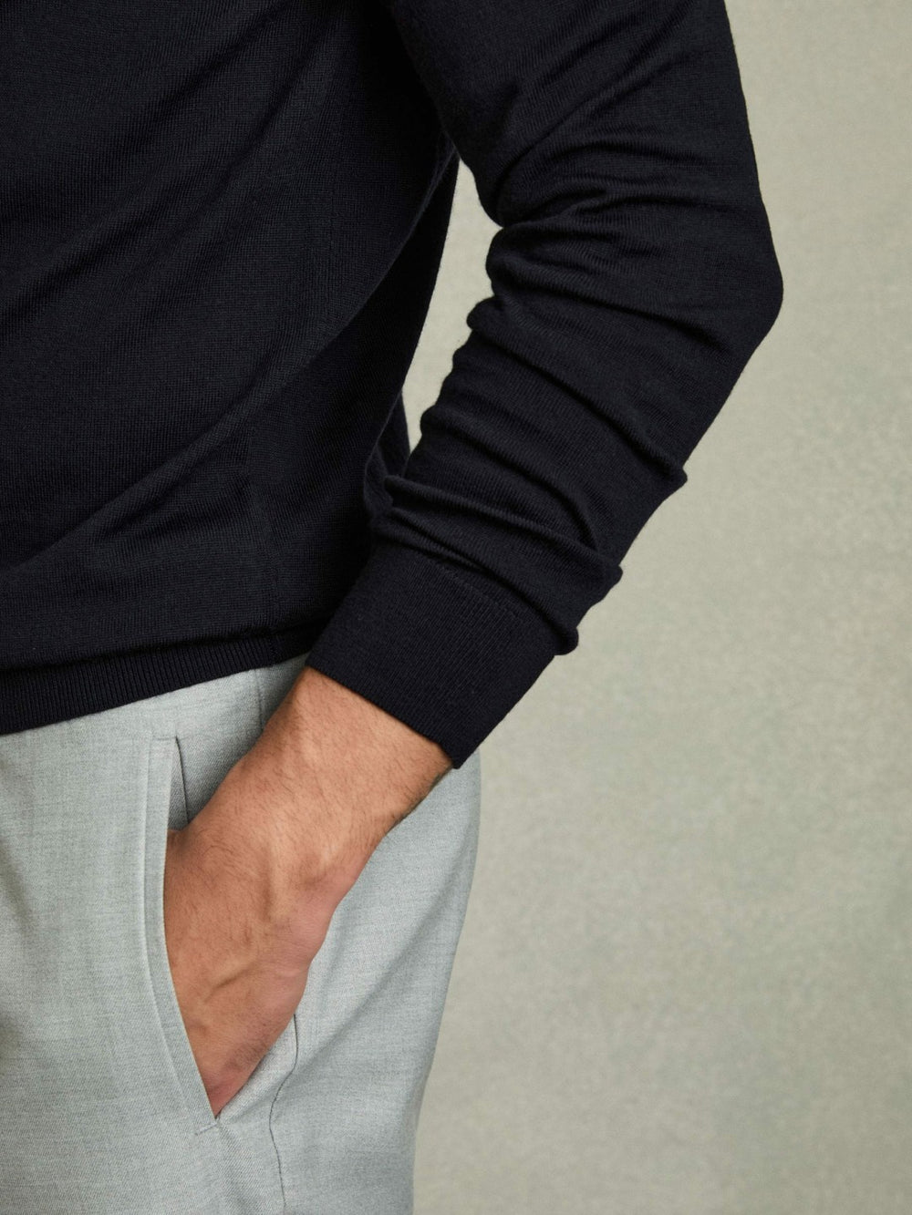 Merino Wool Drawstring Hoodie Navy | Mens