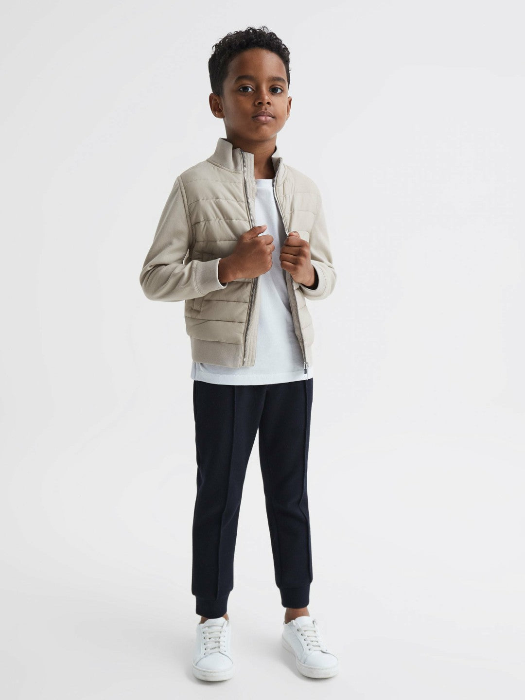 3-9 yrs Funnel Neck Quilted Hybrid Jacket Stone | Children