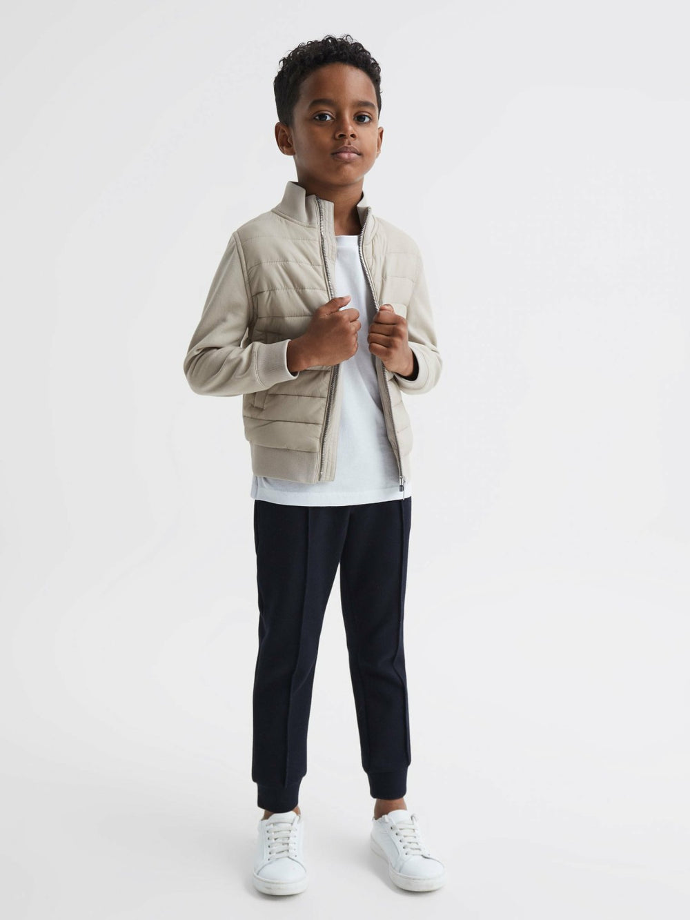 3-9 yrs Funnel Neck Quilted Hybrid Jacket Stone | Children