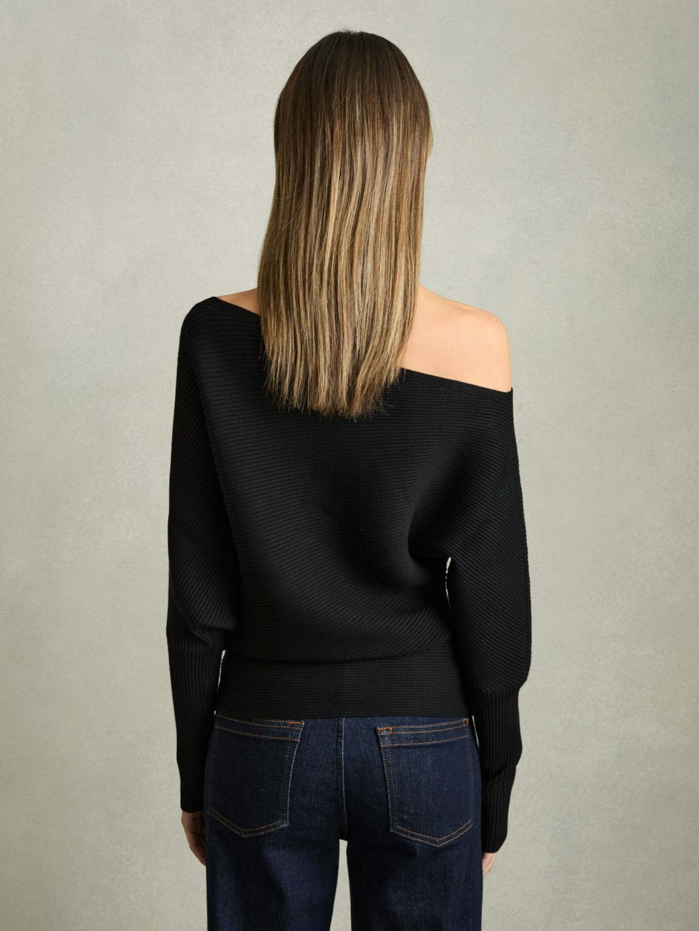 Asymmetric Draped Knitted Jumper Black | Womens