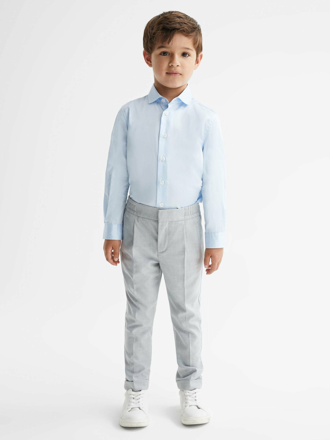 4-9 yrs Slim-Fit Cotton Shirt Soft Blue | Children