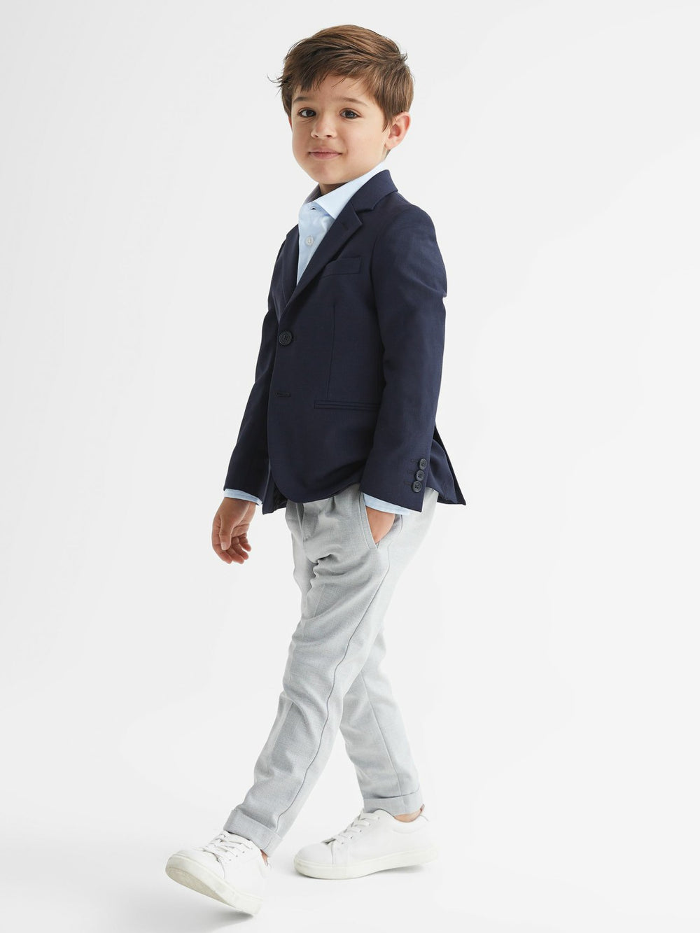 4-9 yrs Slim-Fit Cotton Shirt Soft Blue | Children