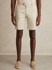 Cotton Chino Shorts With Stretch Stone | Mens