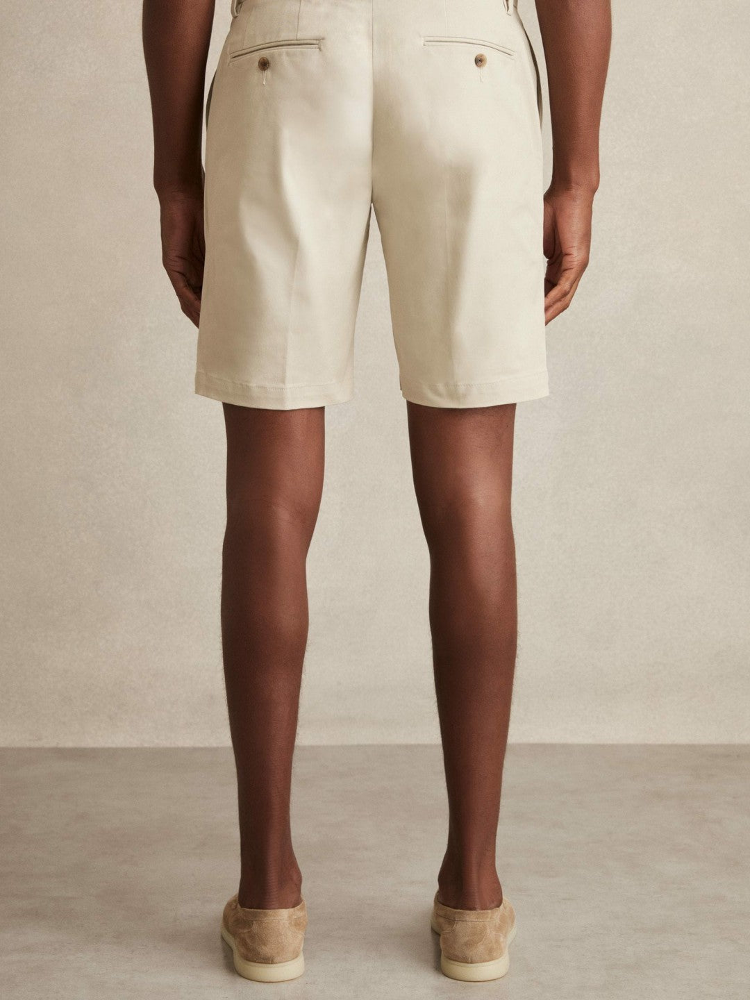 Cotton Chino Shorts With Stretch Stone | Mens