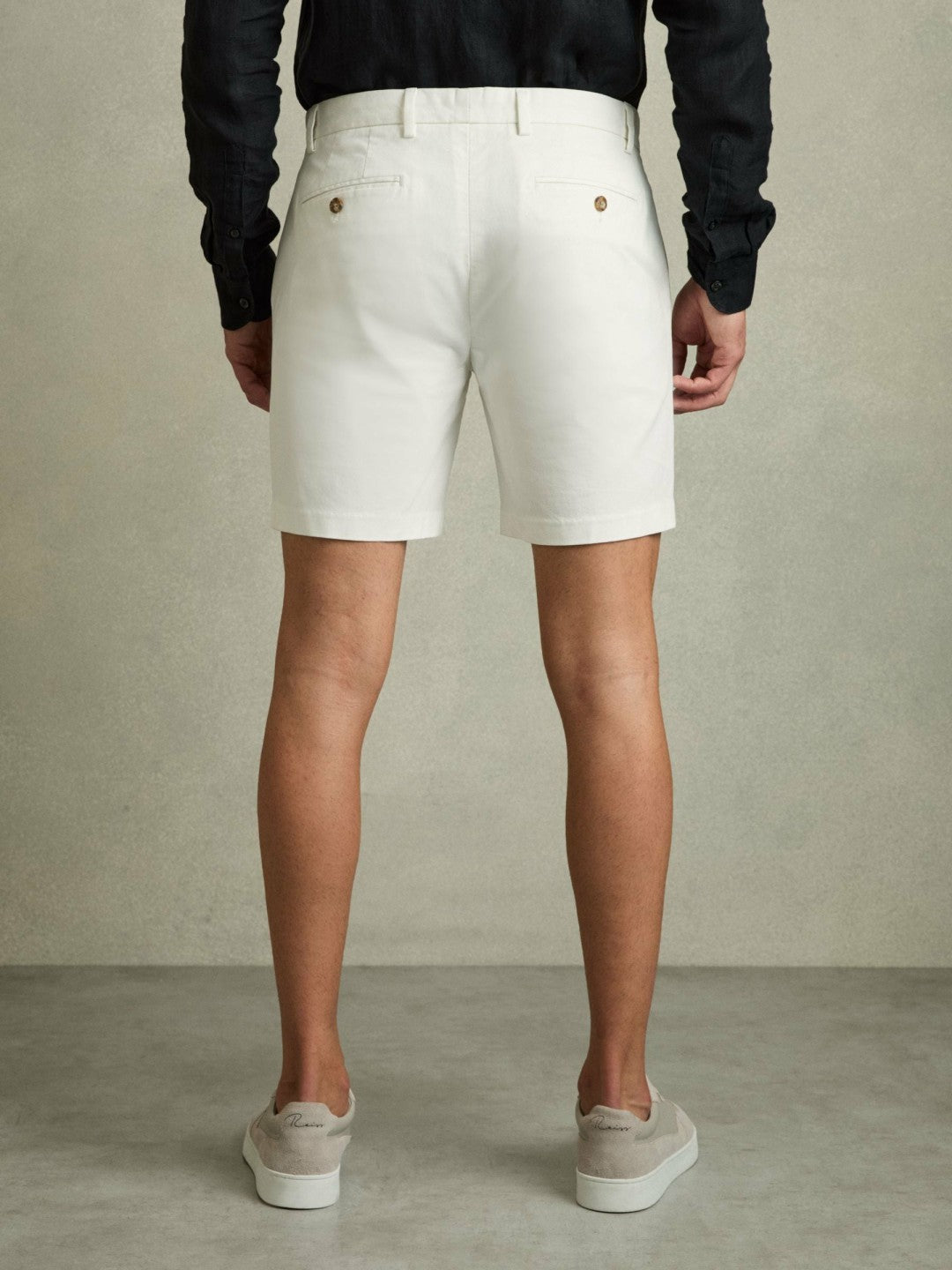 Short Length Casual Chino Shorts White | Mens