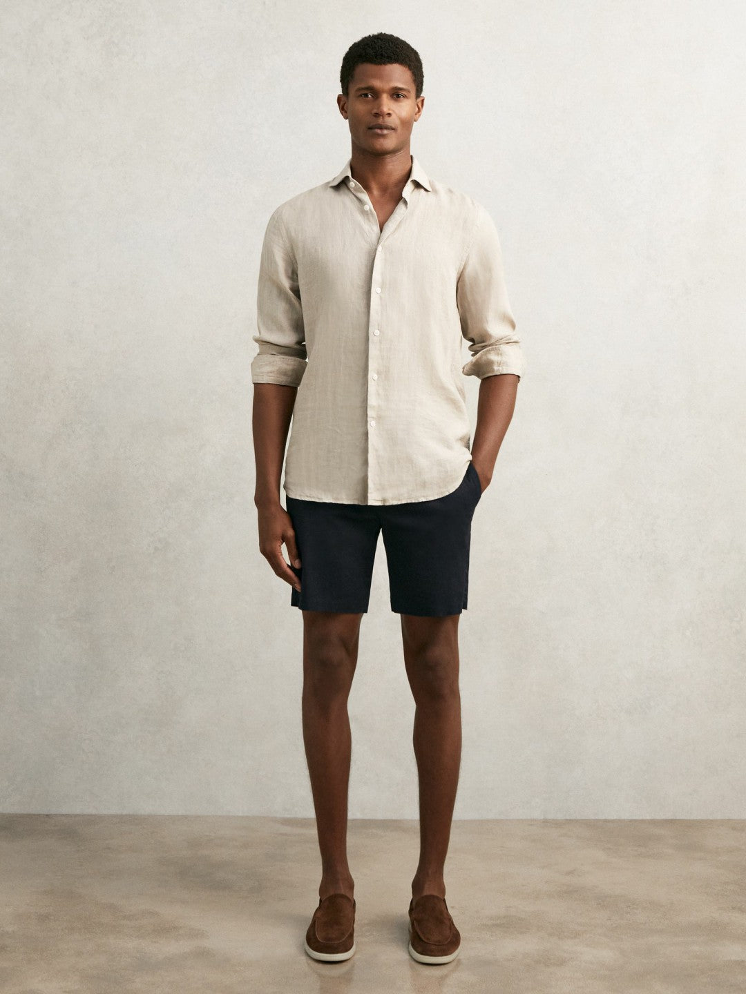 Short Length Casual Chino Shorts Navy | Mens