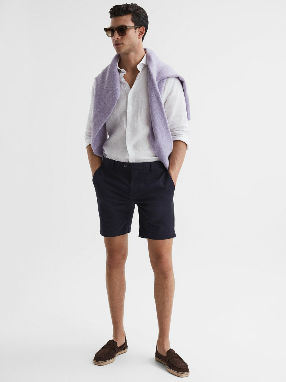 Short Length Casual Chino Shorts Navy | Mens