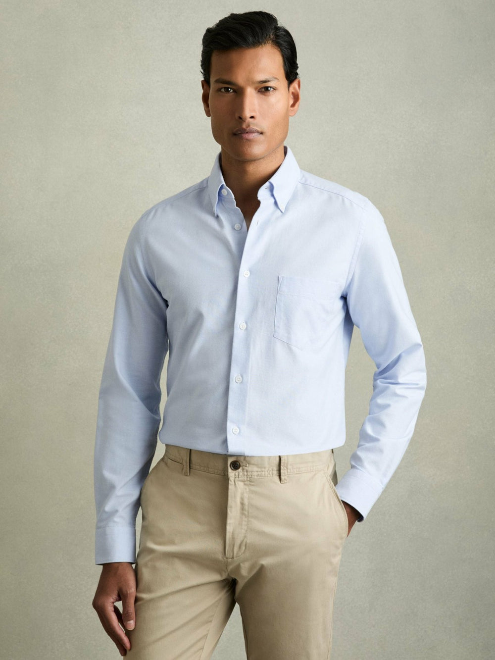 Slim-Fit Button-Down Collar Cotton Oxford Shirt Soft Blue | Mens
