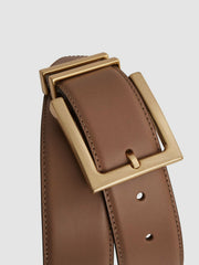 Leather Square Buckle Belt Camel/Taupe | Womens