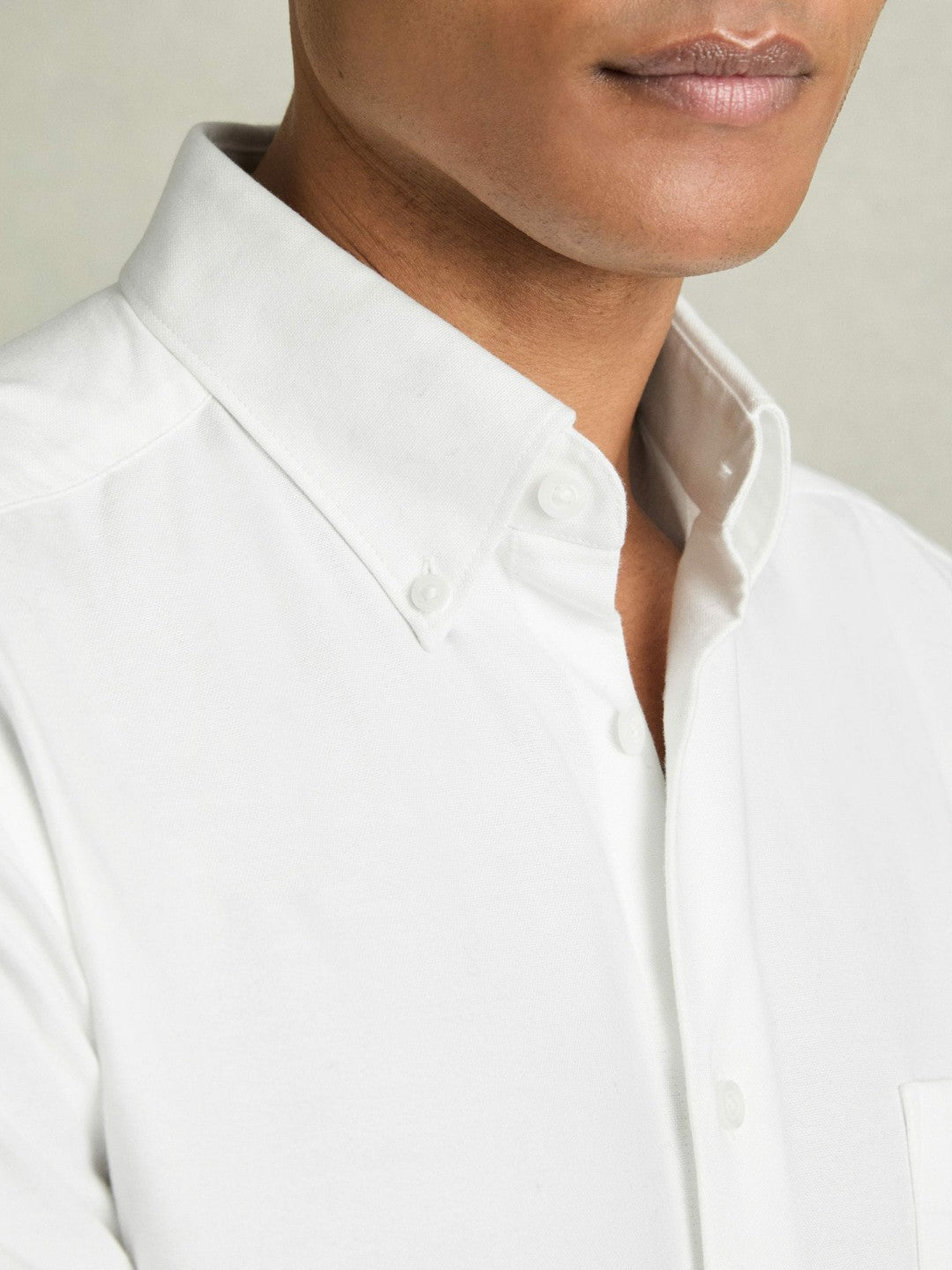 Slim-Fit Button-Down Collar Cotton Oxford Shirt White | Mens