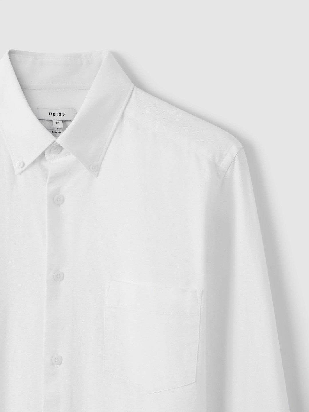 Slim-Fit Button-Down Collar Cotton Oxford Shirt White | Mens