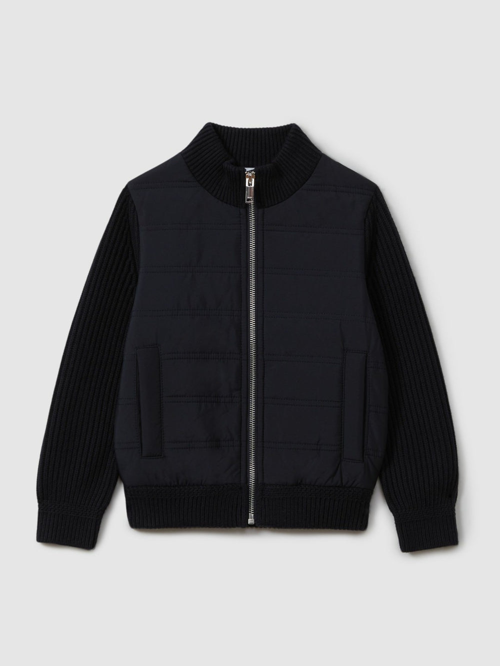 9-14 yrs Hybrid Zip Through Quilted Jacket Navy | Children