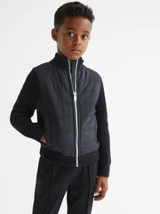 9-14 yrs Hybrid Zip Through Quilted Jacket Navy | Children