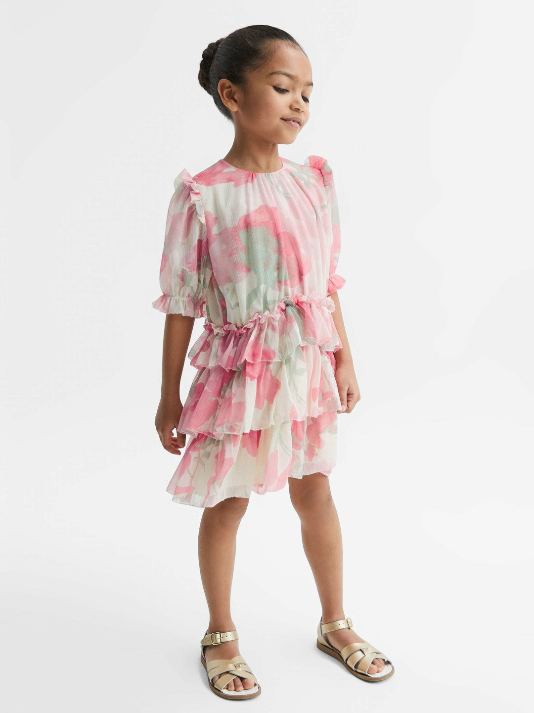 4-9 yrs Printed Tiered Dress Pink Print | Children