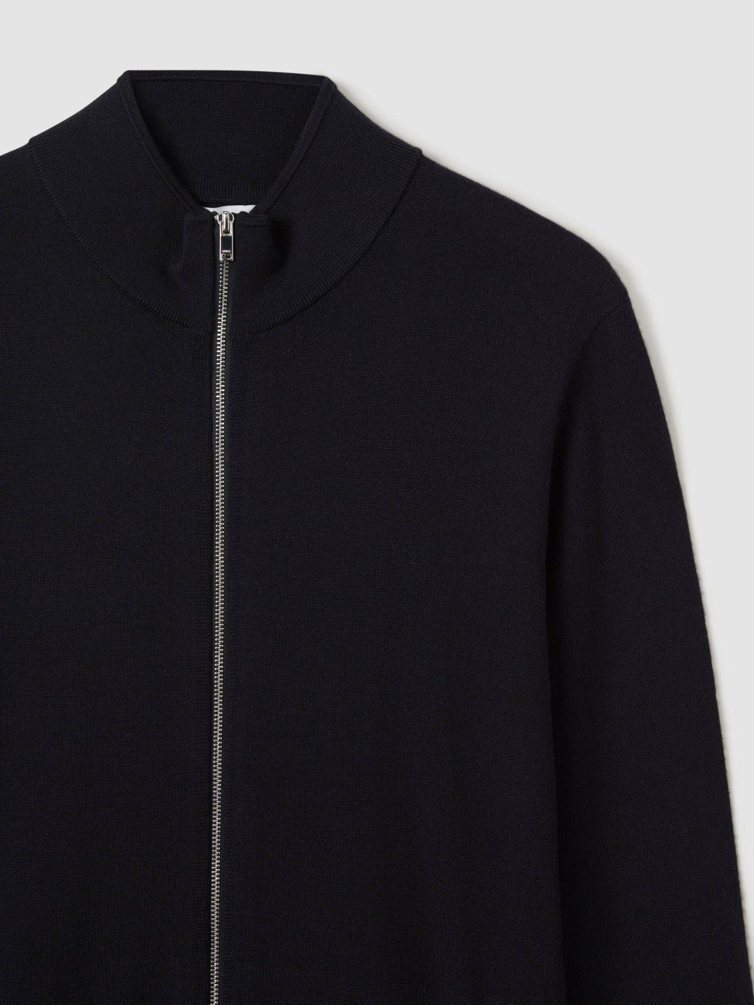 Merino Wool Zip-Through Cardigan Navy | Mens