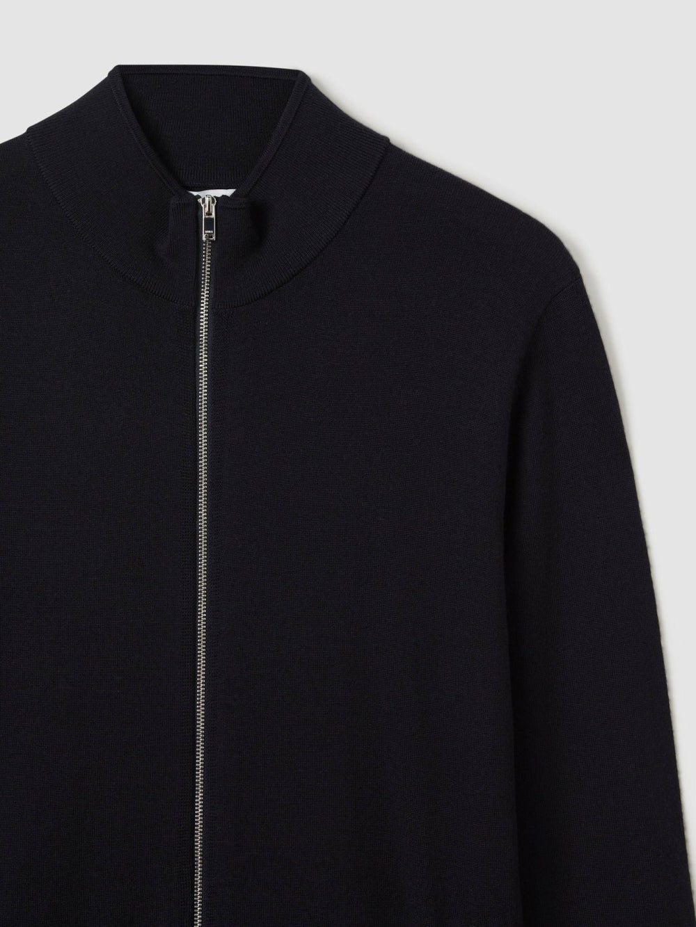 Merino Wool Zip-Through Cardigan Navy | Mens