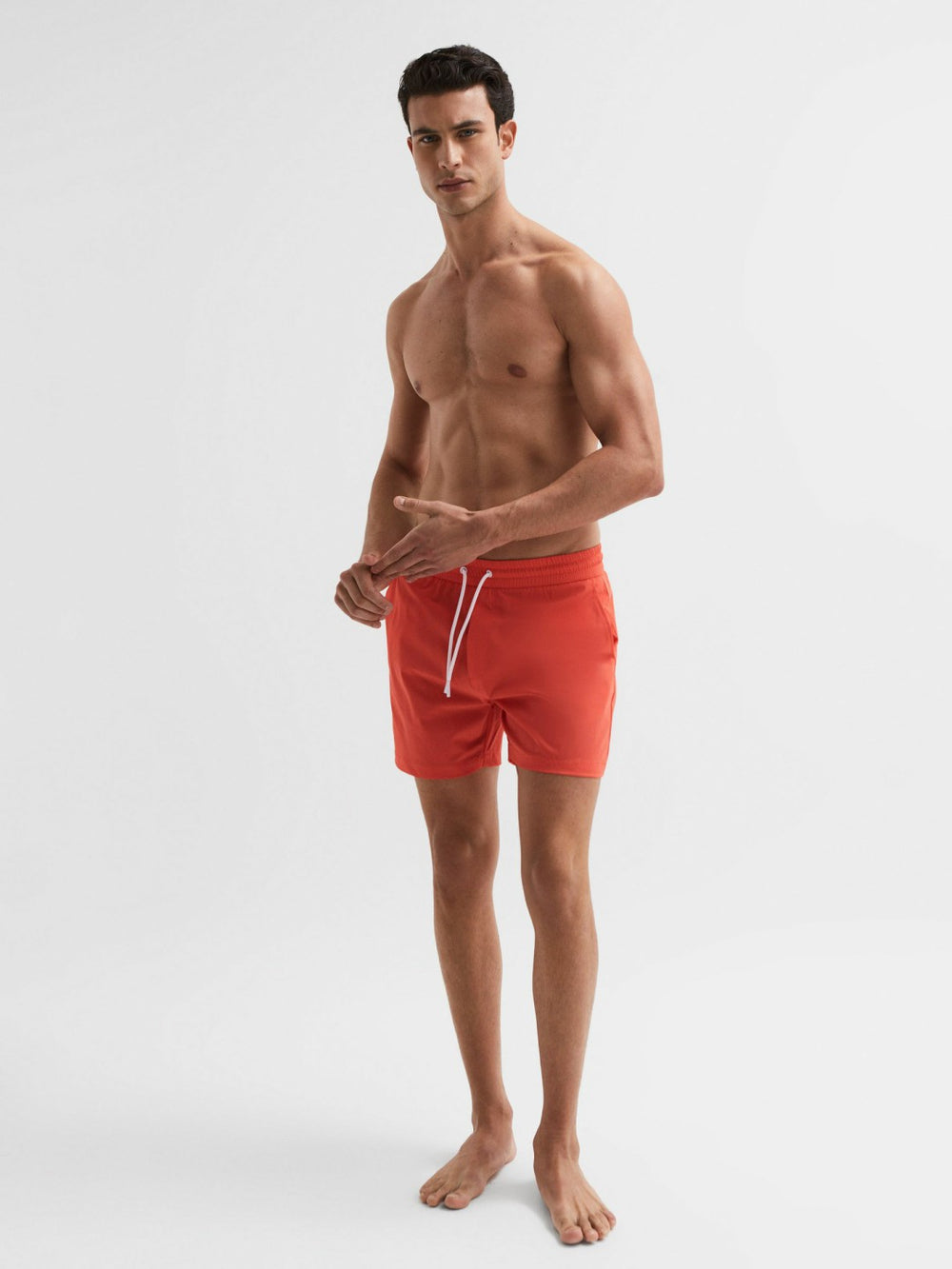 Plain Drawstring Swim Shorts Bright Orange | Mens