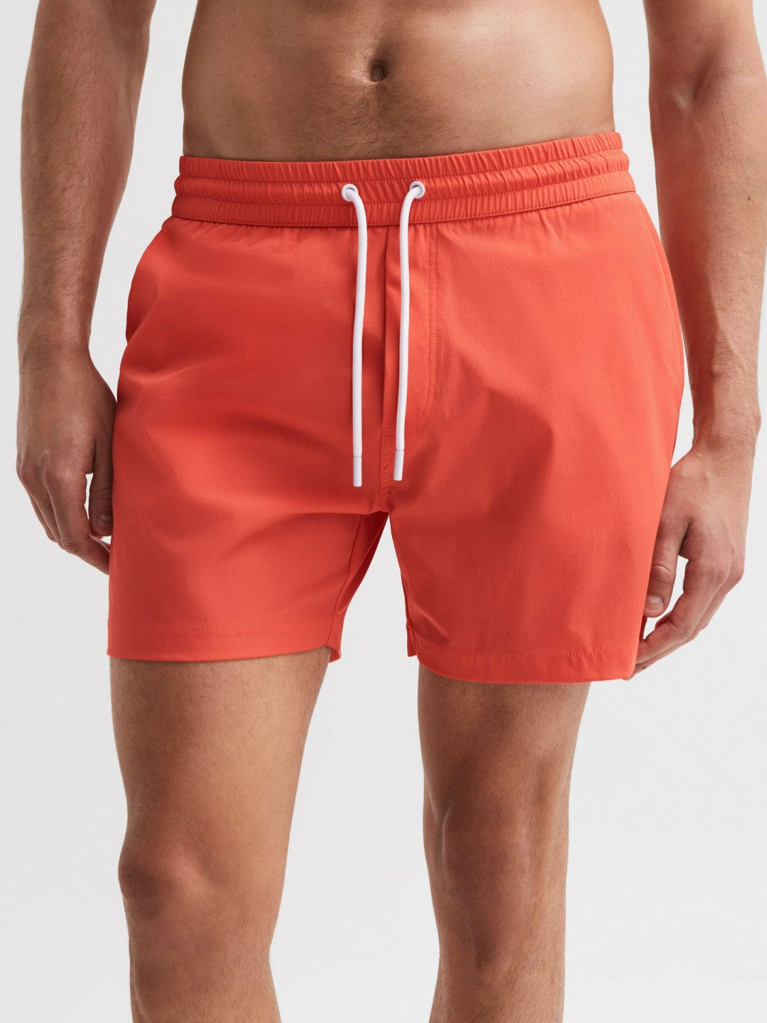 Plain Drawstring Swim Shorts Bright Orange | Mens