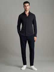 Regular Fit Button-Through Travel Shirt Navy | Mens