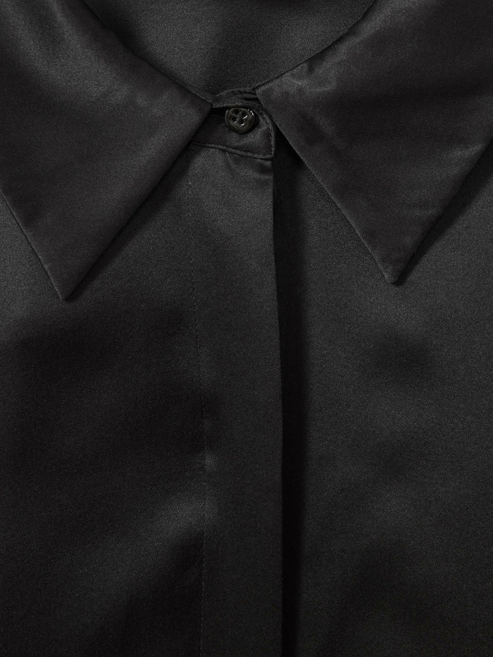 Petite Silk Double-Cuff Button-Through Shirt Black | Womens
