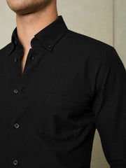 Slim-Fit Button-Down Collar Cotton Oxford Shirt Black | Mens