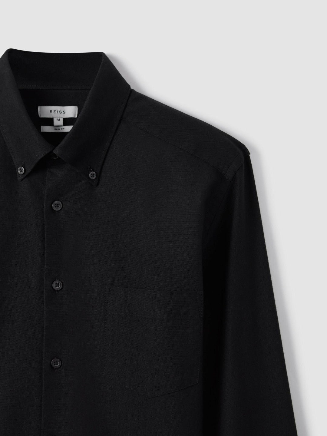 Slim-Fit Button-Down Collar Cotton Oxford Shirt Black | Mens