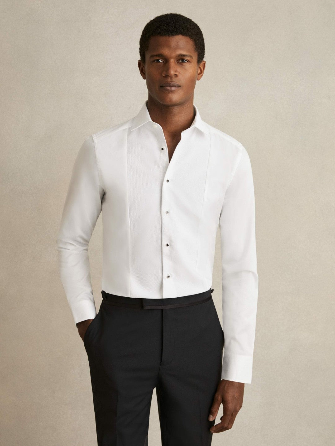 Slim Fit Cotton Marcella Tuxedo Shirt White | Mens