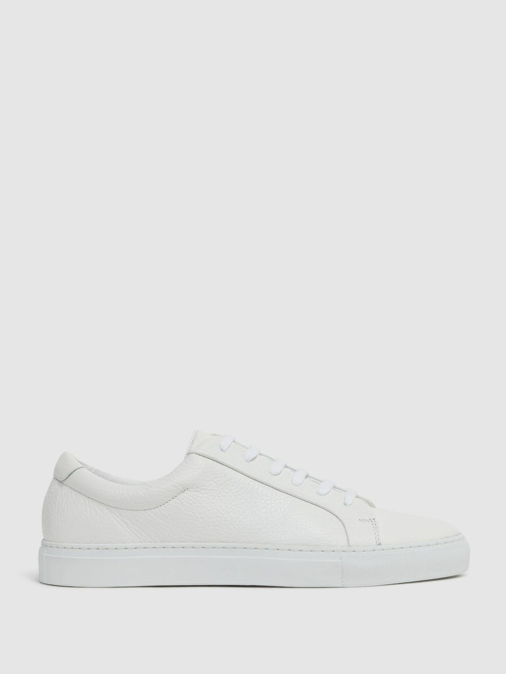 Tumbled-Leather Low-Top Trainers White | Mens