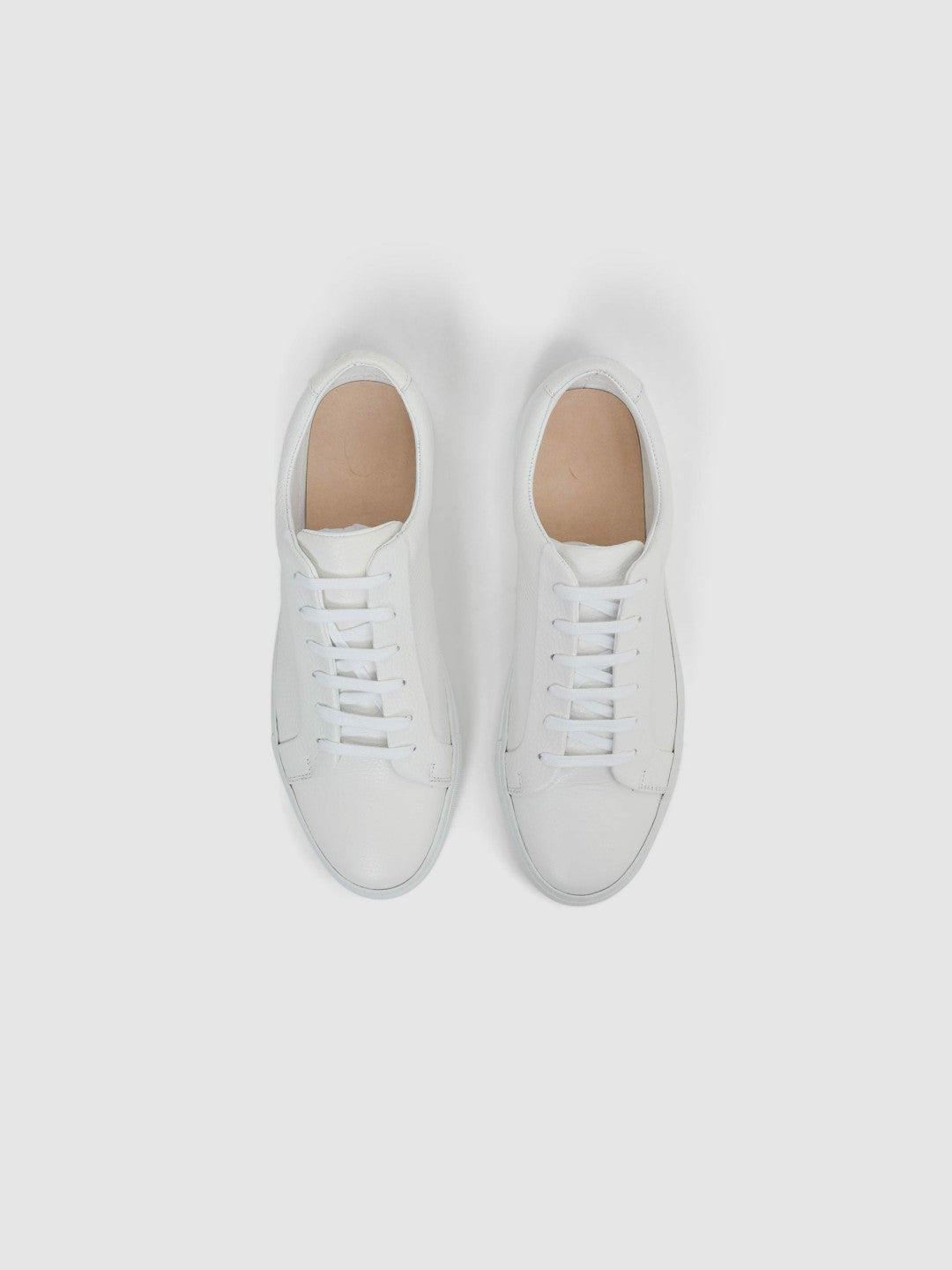 Tumbled-Leather Low-Top Trainers White | Mens